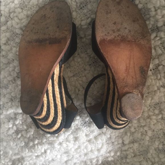 Kate Spade Striped Black Wedges Espadrilles - Picture 3 of 5